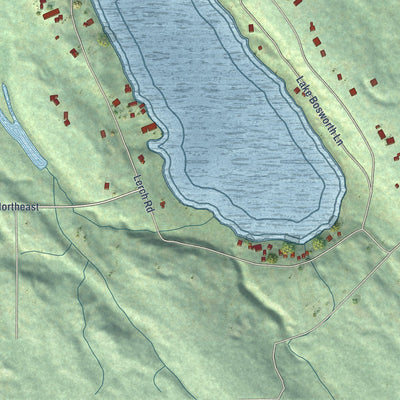 Close-up of the map of Lake Bosworth, Washington print showing street and building detail