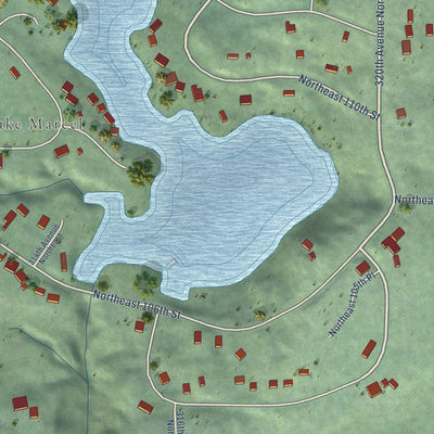 Close-up of the map of Lake Marcel-Stillwater, Washington print showing street and building detail