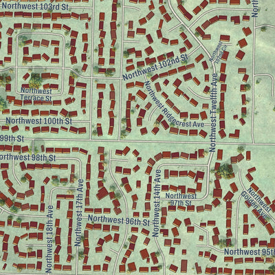 Close-up of the map of Lake Shore, Washington print showing street and building detail