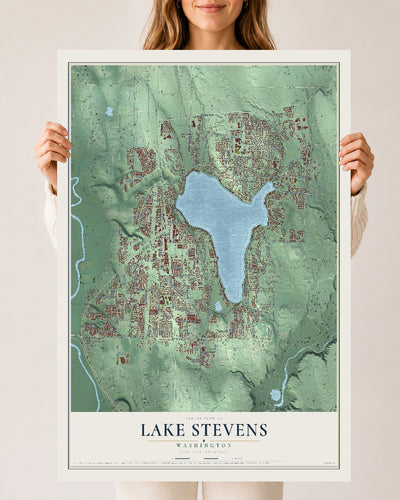 Map of Lake Stevens, Washington, 24 x 36 inch unframed archival matte print