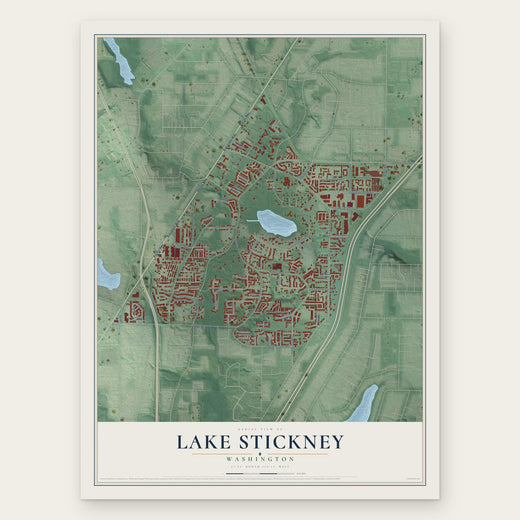 Lake Stickney, Washington map print, the full design