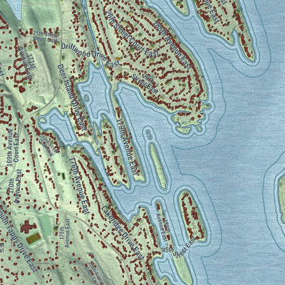 Close-up of the map of Lake Tapps, Washington print showing street and building detail