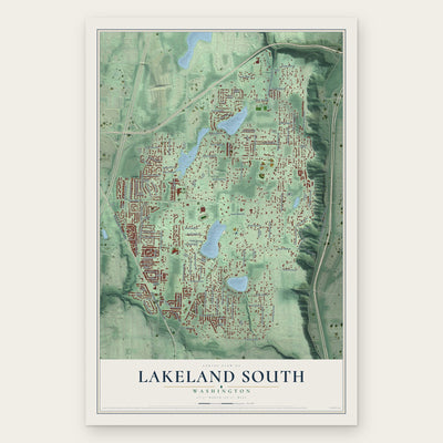 Lakeland South, Washington map print, the full design
