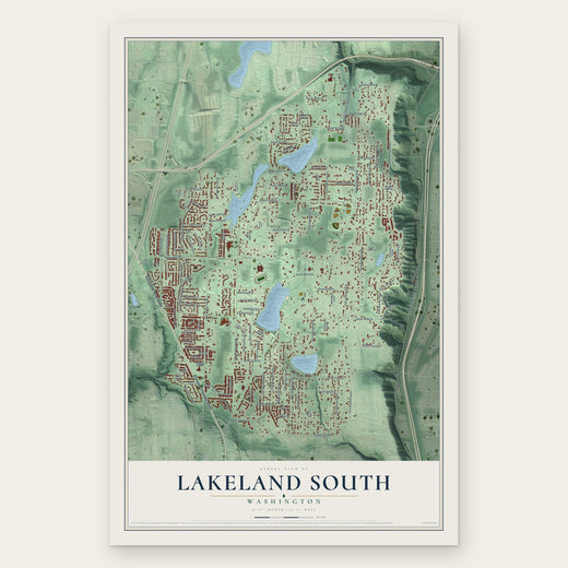 Lakeland South, Washington map print, the full design
