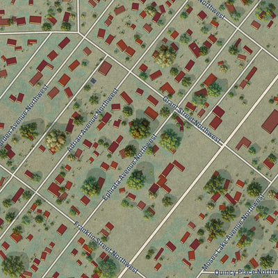 Close-up of the map of Lakeview, Washington print showing street and building detail