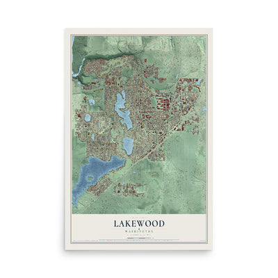 Map of Lakewood, Washington, 12 x 18 inch unframed archival matte print