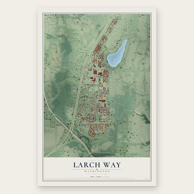 Larch Way, Washington map print, the full design