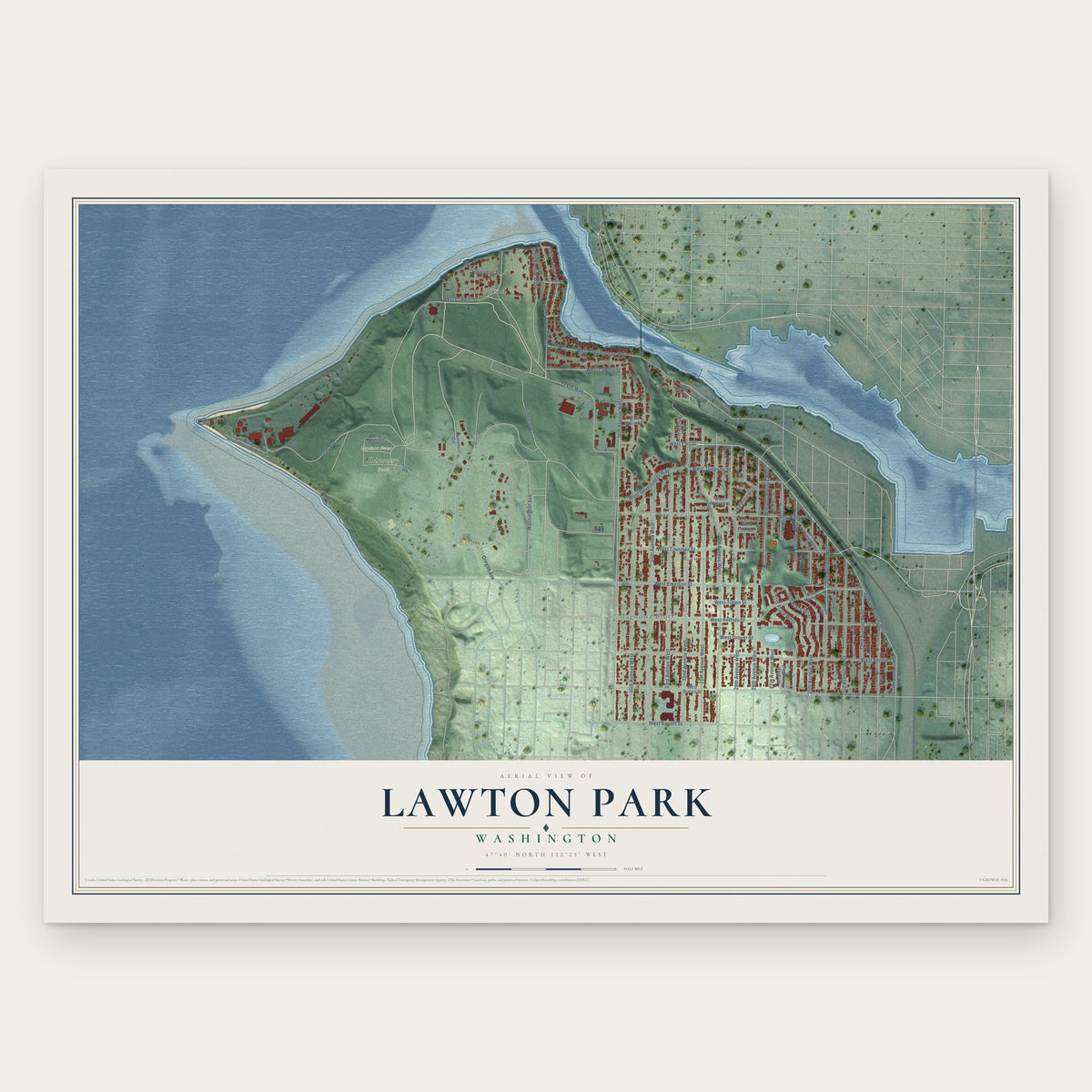 Lawton Park, Washington map print, the full design