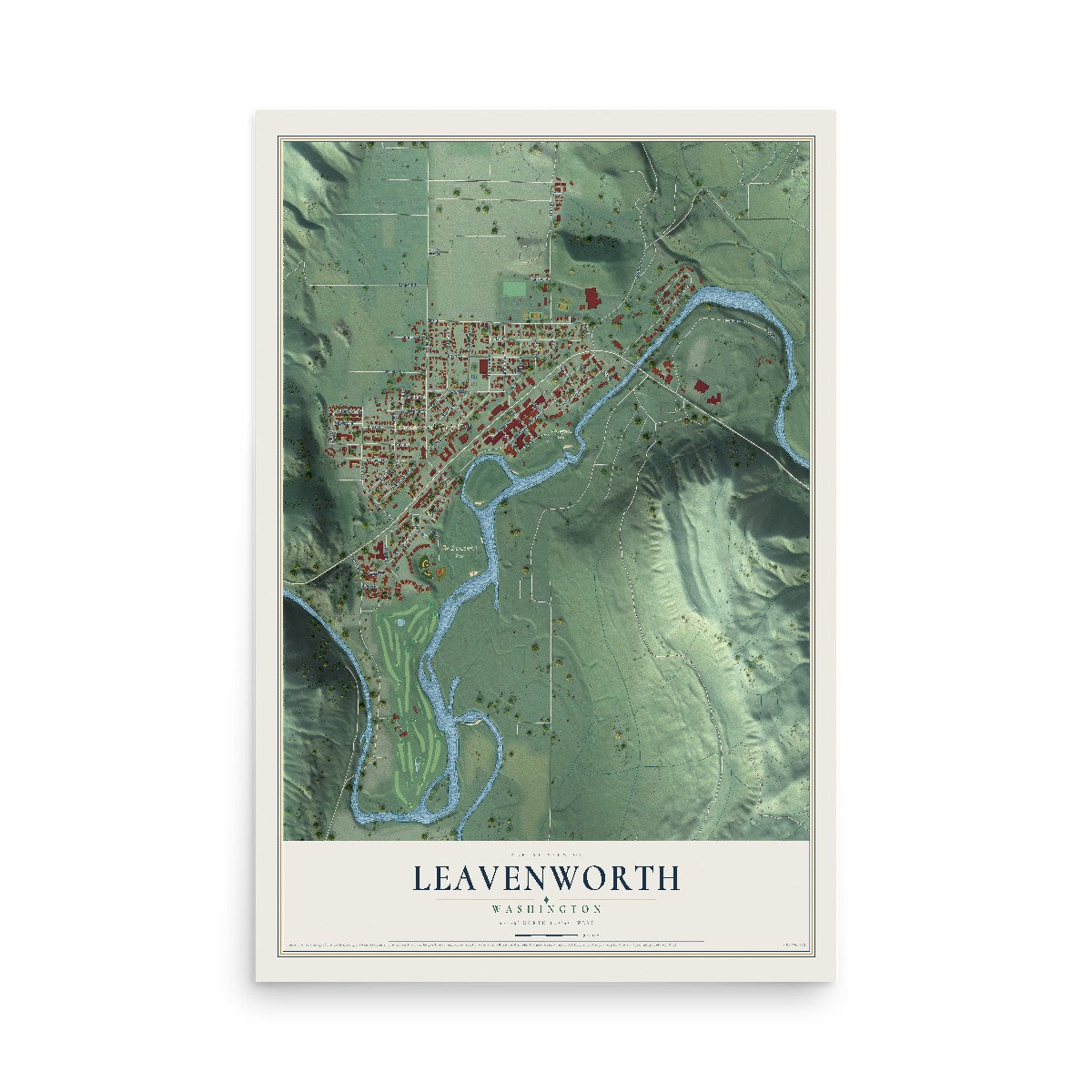 Map of Leavenworth, Washington, 12 x 18 inch unframed archival matte print