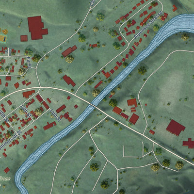 Second close-up of the map of Leavenworth, Washington print showing more streets and buildings