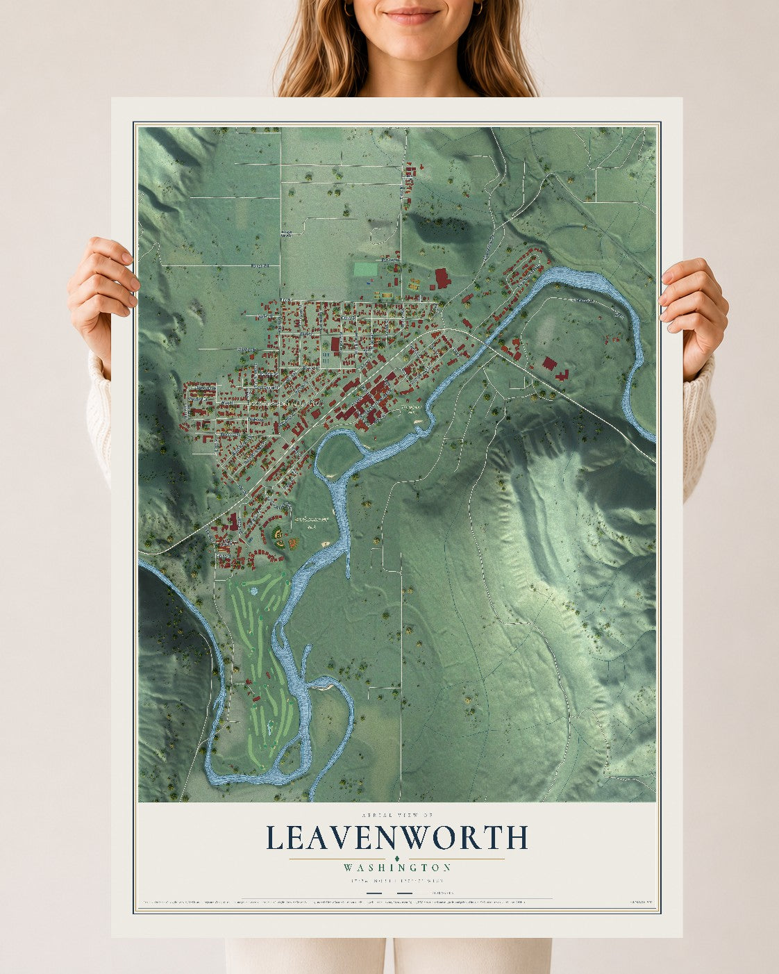 Map of Leavenworth, Washington, 24 x 36 inch unframed archival matte print