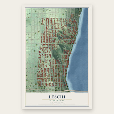Leschi, Washington map print, the full design