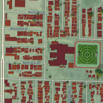 Close-up of the map of Licton Springs, Washington print showing street and building detail