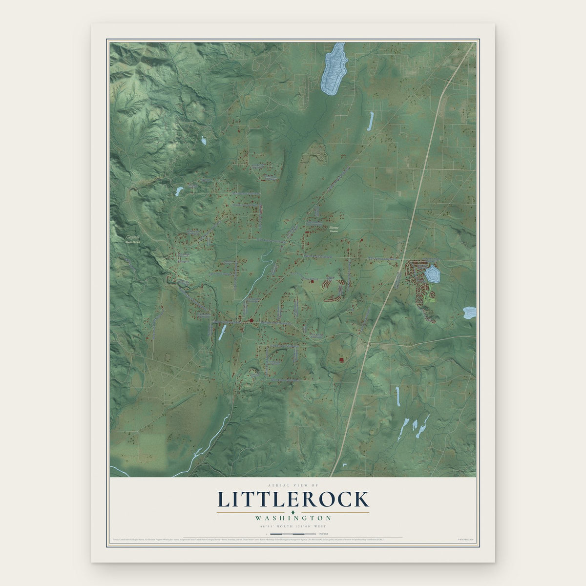Littlerock, Washington map print, the full design