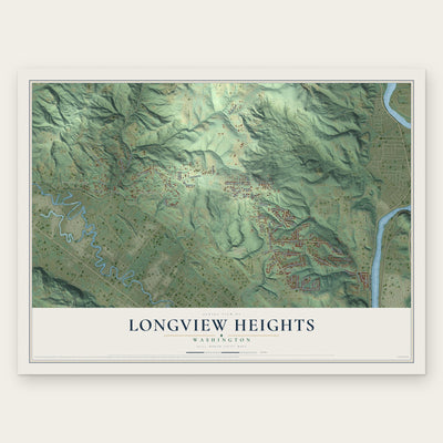 Longview Heights, Washington map print, the full design