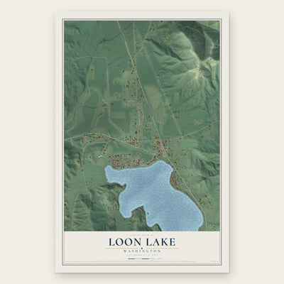 Loon Lake, Washington map print, the full design
