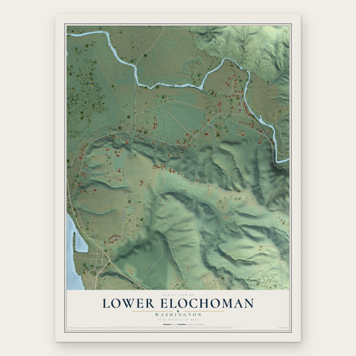 Lower Elochoman, Washington map print, the full design