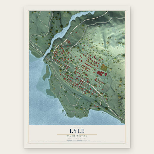 Lyle, Washington map print, the full design
