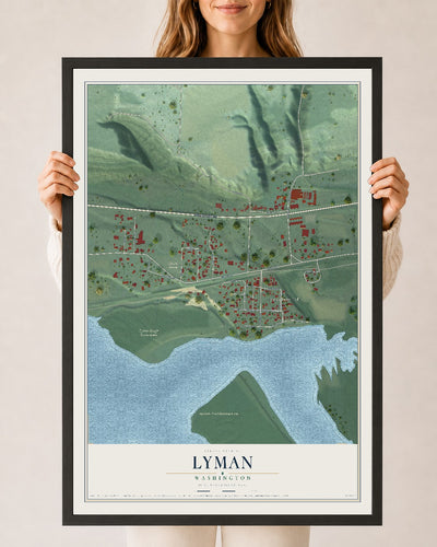 Map of Lyman, Washington, 24 x 36 inch print in a black wood frame