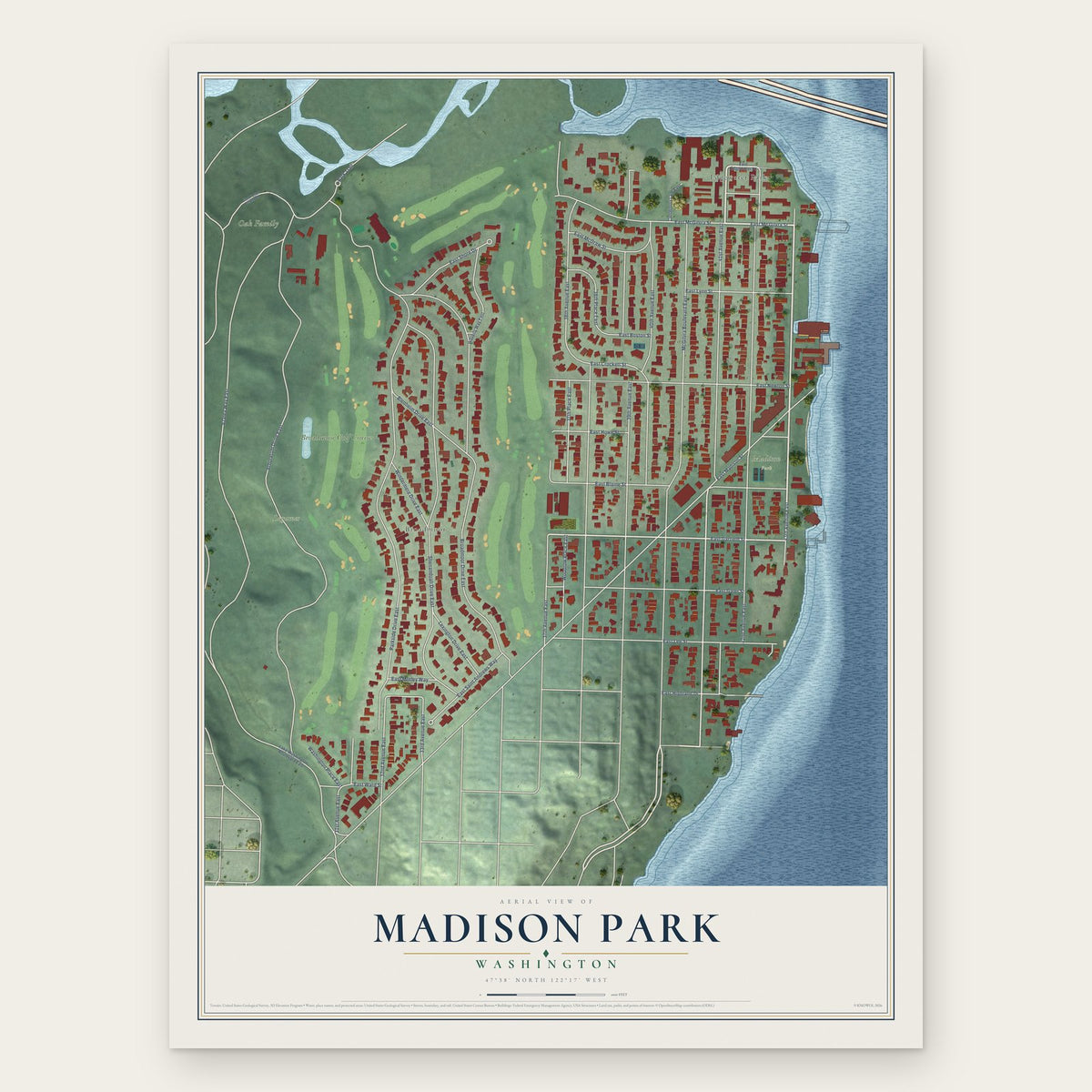 Madison Park, Washington map print, the full design