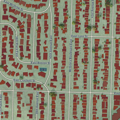 Close-up of the map of Madison Park, Washington print showing street and building detail