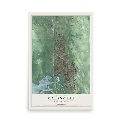 Map of Marysville, Washington, 12 x 18 inch unframed archival matte print