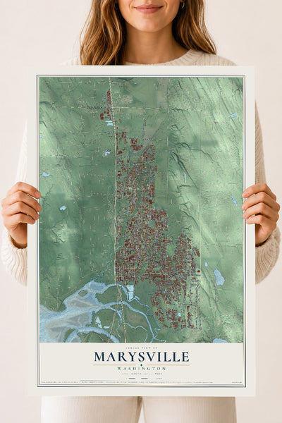 Map of Marysville, Washington, 18 x 24 inch unframed archival matte print