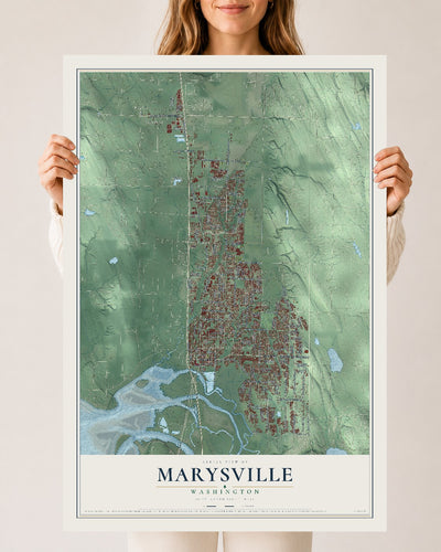 Map of Marysville, Washington, 24 x 36 inch unframed archival matte print