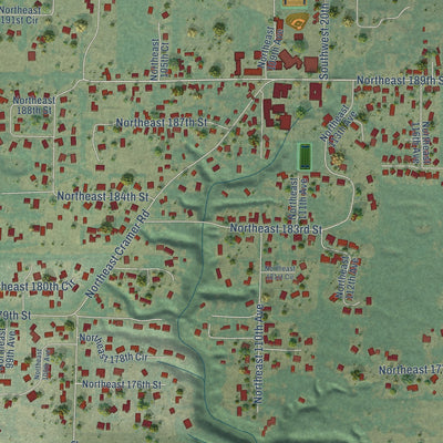 Close-up of the map of Meadow Glade, Washington print showing street and building detail