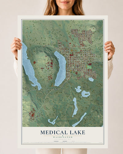 Map of Medical Lake, Washington, 24 x 36 inch unframed archival matte print