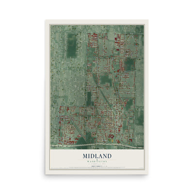 Map of Midland, Washington, 12 x 18 inch unframed archival matte print