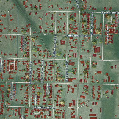 Close-up of the map of Midland, Washington print showing street and building detail