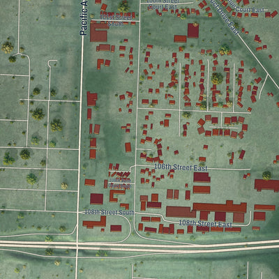 Second close-up of the map of Midland, Washington print showing more streets and buildings