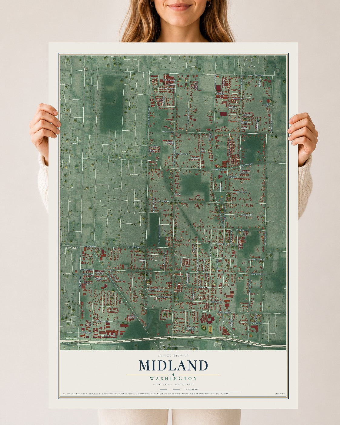 Map of Midland, Washington, 24 x 36 inch unframed archival matte print