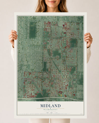Map of Midland, Washington, 24 x 36 inch unframed archival matte print