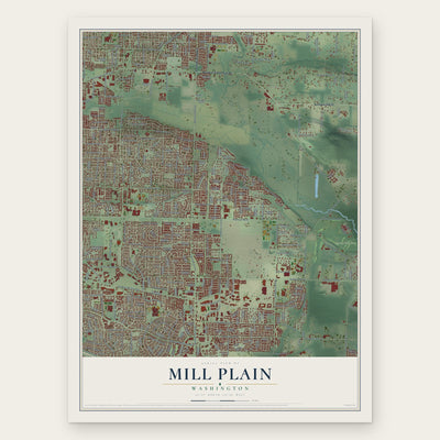 Mill Plain, Washington map print, the full design