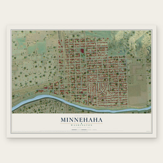 Minnehaha, Spokane, Washington map print, the full design