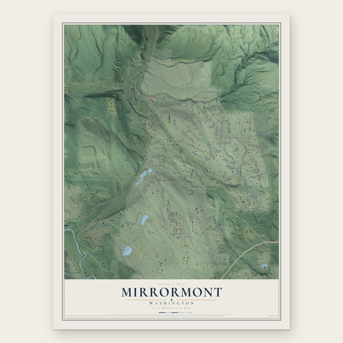 Mirrormont, Washington map print, the full design