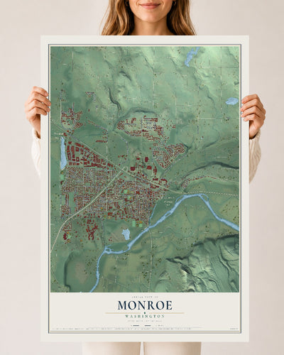 Map of Monroe, Washington, 24 x 36 inch unframed archival matte print
