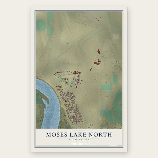 Moses Lake North, Washington map print, the full design