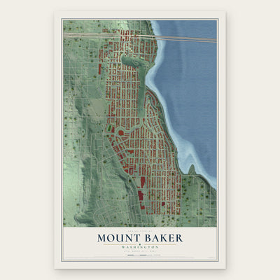 Mount Baker, Washington map print, the full design