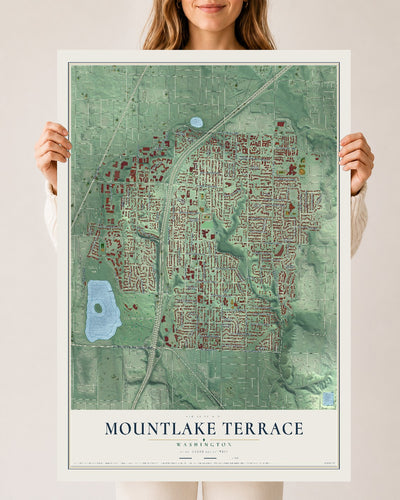 Map of Mountlake Terrace, Washington, 24 x 36 inch unframed archival matte print