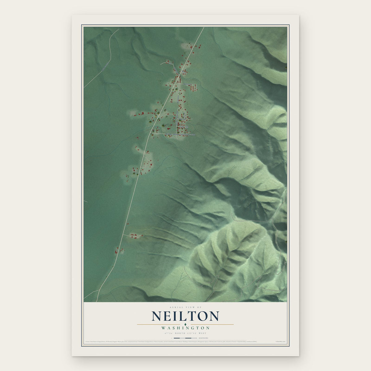 Neilton, Washington map print, the full design