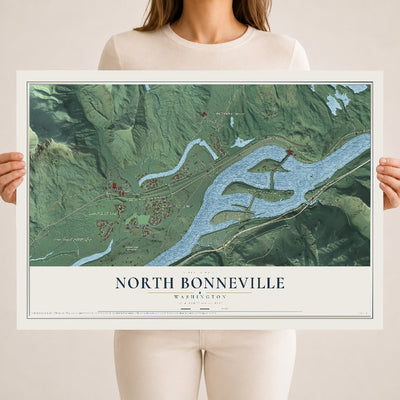 Map of North Bonneville, Washington, 18 x 24 inch unframed archival matte print