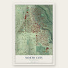 North City, Washington map print, the full design