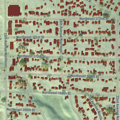 Close-up of the map of North City, Washington print showing street and building detail