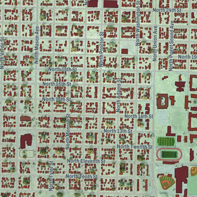Close-up of the map of North End, Washington print showing street and building detail