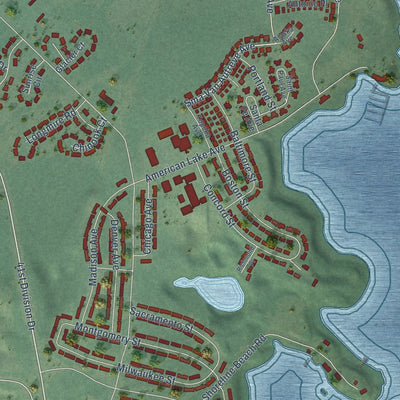 Close-up of the map of North Fort Lewis, Washington print showing street and building detail