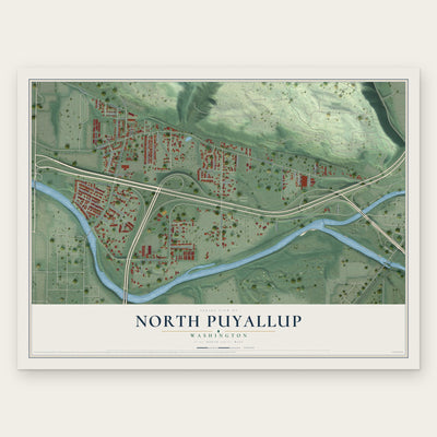 North Puyallup, Washington map print, the full design