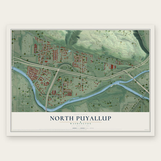 North Puyallup, Washington map print, the full design
